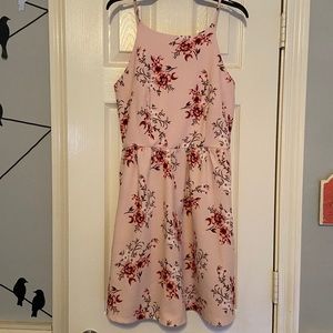 Pink, Spring Mini dress, Above knee, Floral